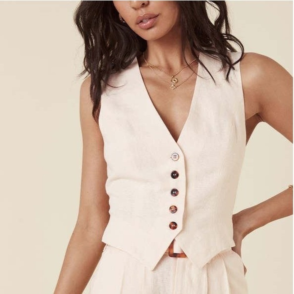 NWT Spell Every Single Day Linen Waistcoat Cream Vest XXS
